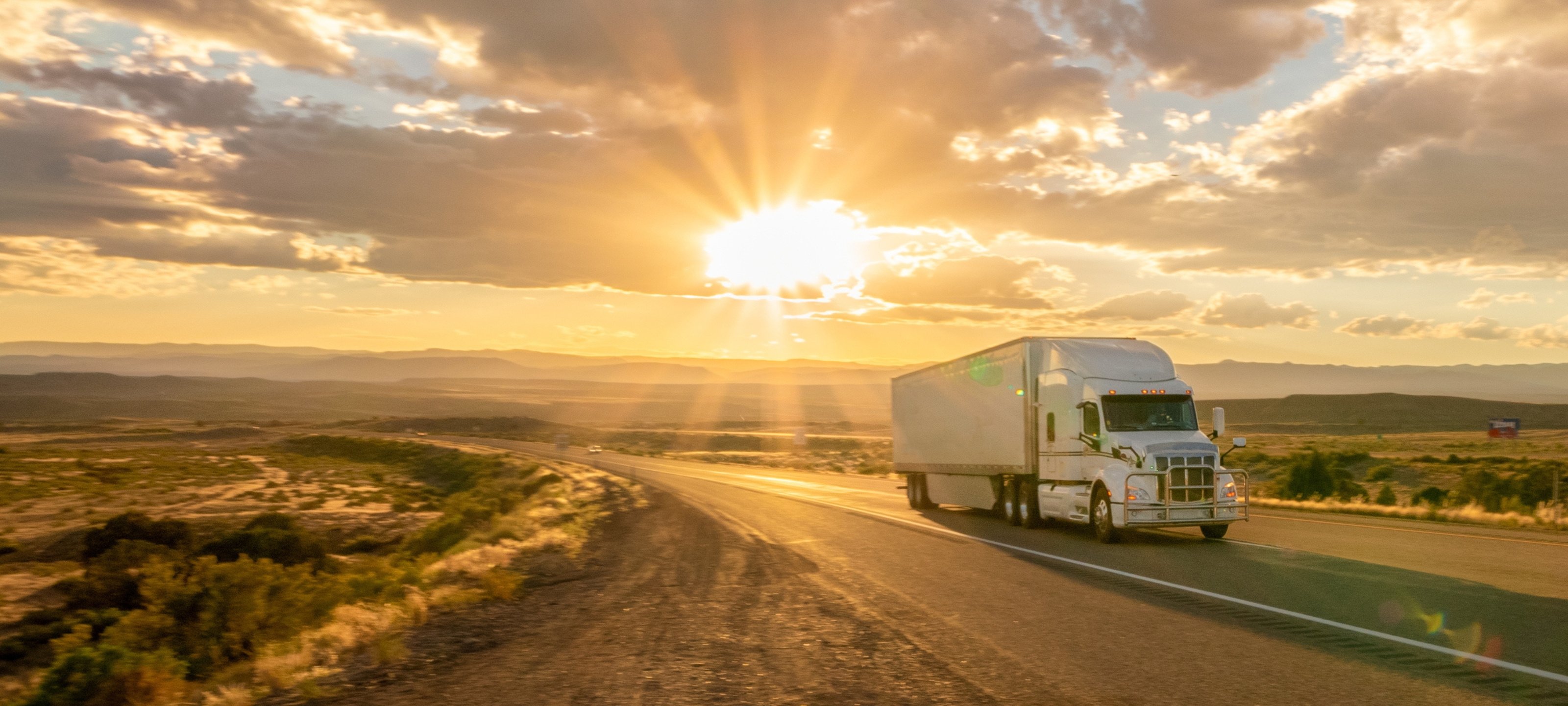 Semi truck driving on the road